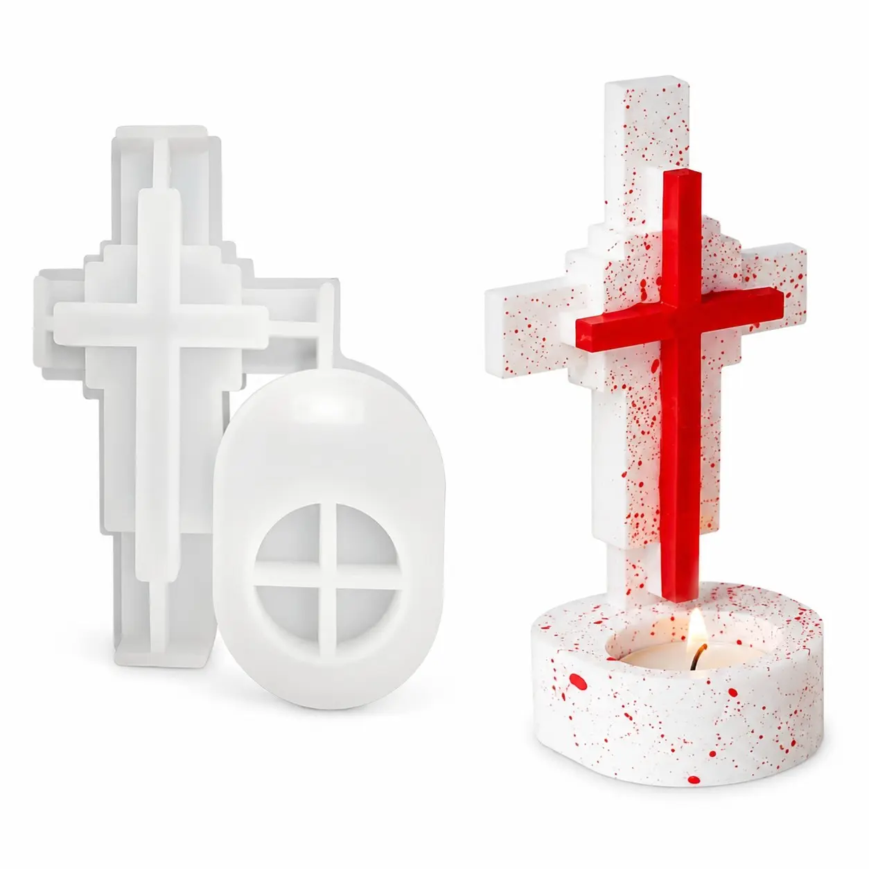 Hanukkah Candle Holder 2-Piece Set, Cross Candle Mold, DIY Resin Candle Molds, Beginner Craft Tool, Wedding Party Home Decor, High Aesthetic Value
