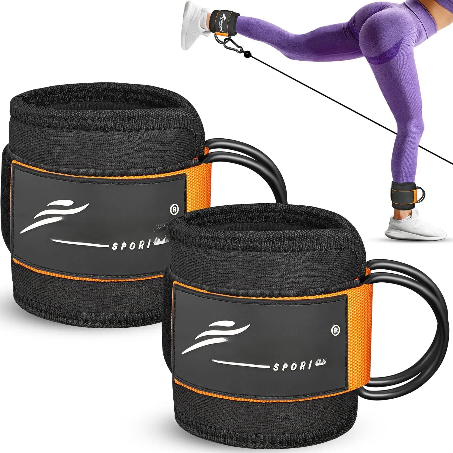 Ankle Strap for  Machine, Padded Ankle Straps for  Machine Kickbacks, Glute Workouts,  Extensions, Curls, Booty  Abductors Exercise, Adjustable Comfort Ankle Cuff for Gym