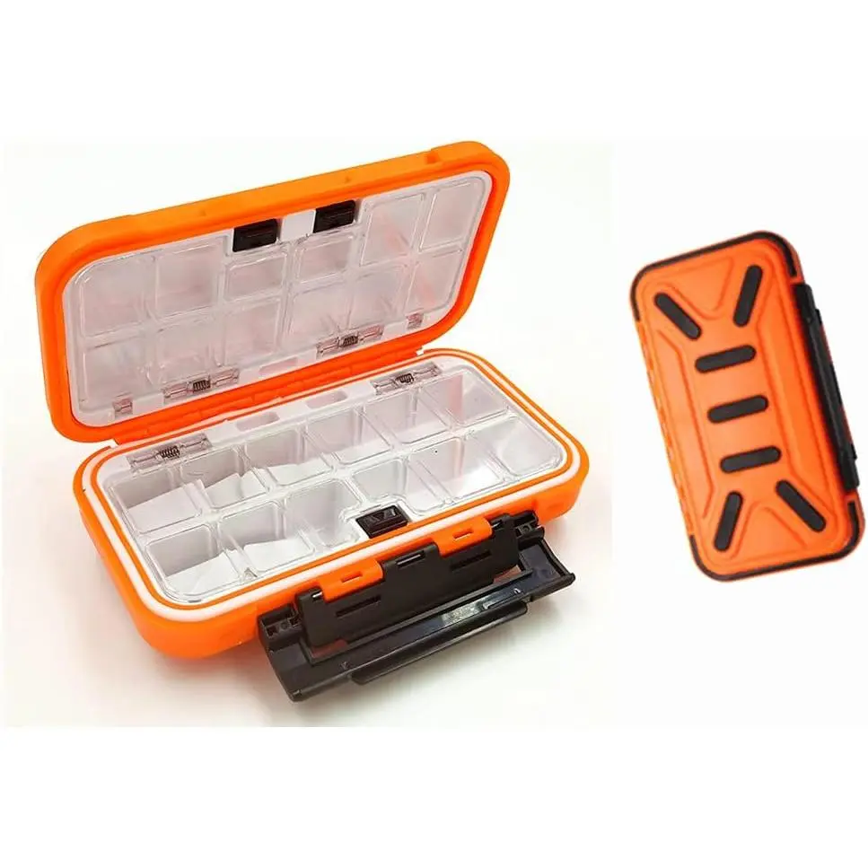 Fishing Tackle Accessory Box Small Fishing Hooks Weights Sinkers Swivel Storage Container (Orange)