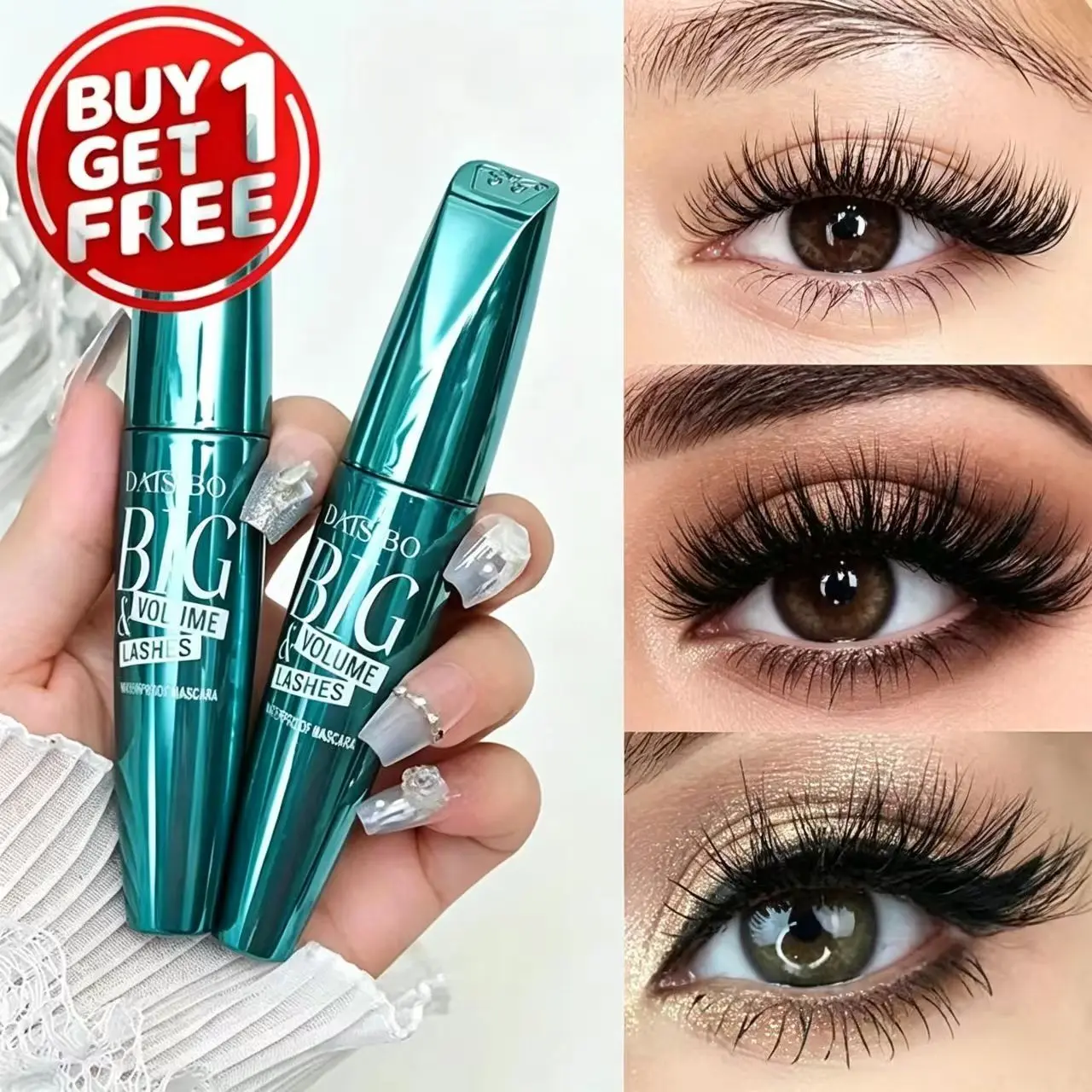 Buy 1 Get 1 Free - Black Fiber Mascara, thick, curly, and long lashes, makes your eyes pop, waterproof and clump-free, highly pigmented and smudge-proof, long-lasting lash booster, suitable for all skin types, for irresistibly charming eyes