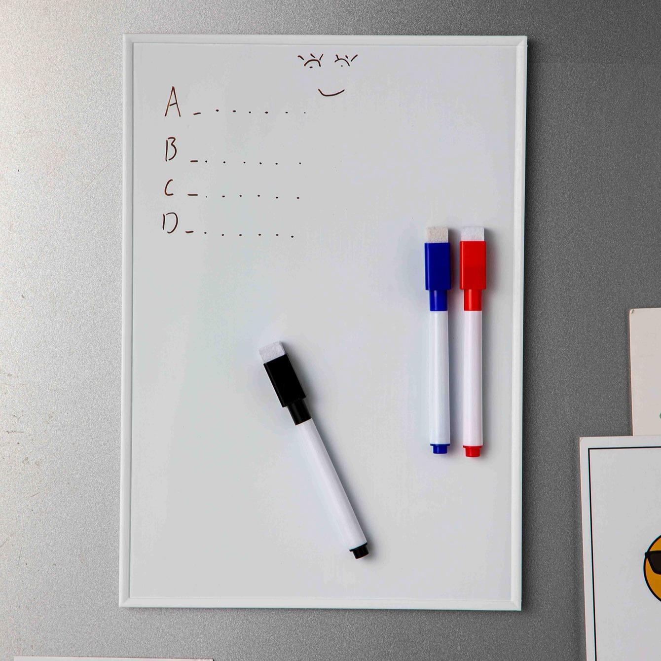 A4 Size Dry Erase Organizing Whiteboard, Magnetic White Board with 3 Dry Erase Marker Pens, Office Presentation Supplies