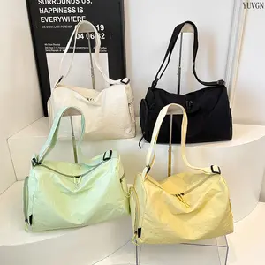 Soft Crinkled Nylon Hobo Shoulder Bag, Large Capacity Adjustable Strap Crossbody Tote, Multi Zipper Casual Weekender Handbag For Daily Commute & Travel