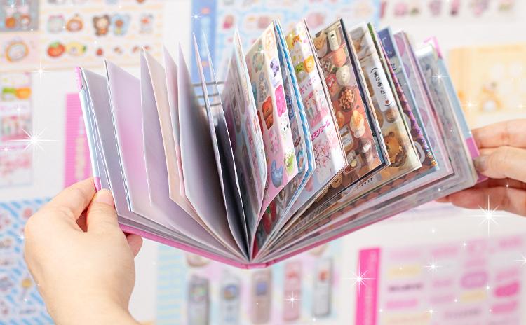 Kawaii Stickers 72sheets/pack Cute cartoon style Mixed materials Multipurpose scrapbook DIY decorative collage