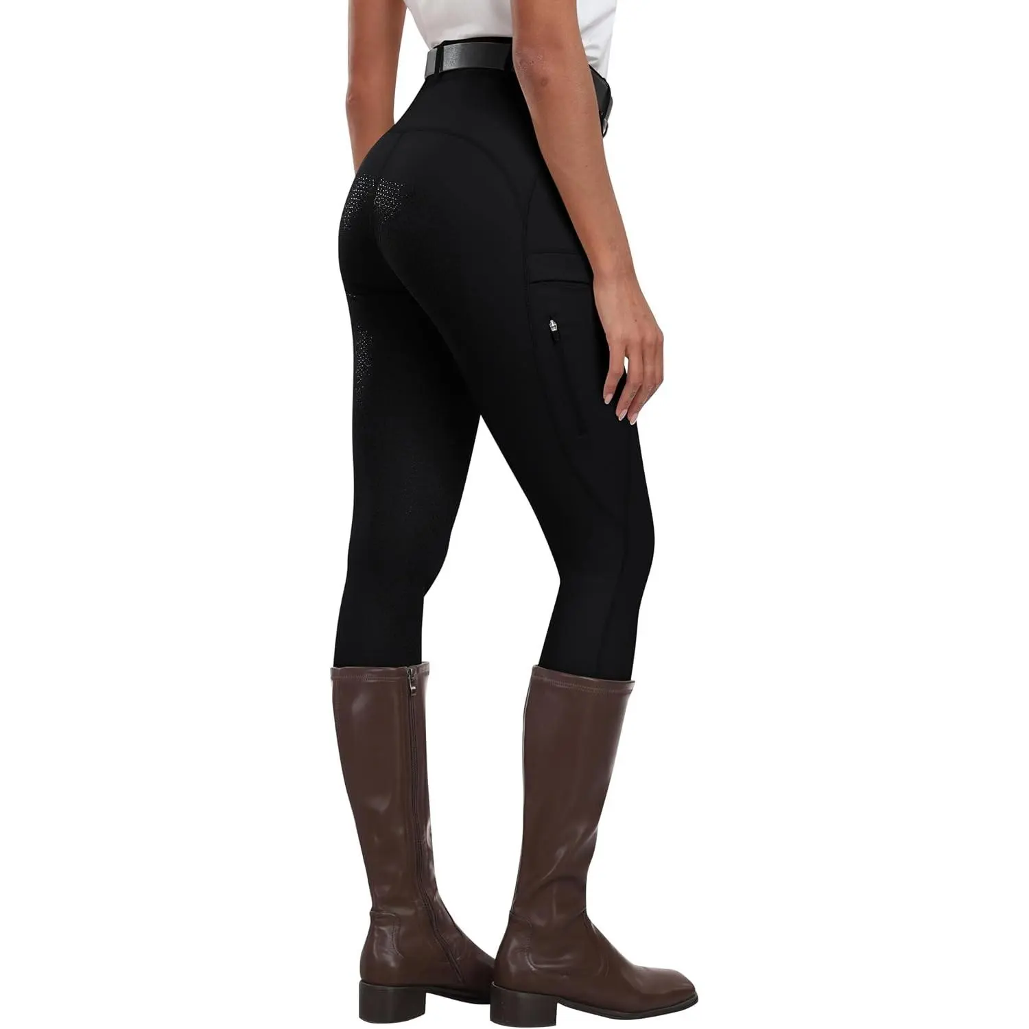 Women's Silicone Full Seat Horse Riding Pants with Zipper Pockets Equestrian Breeches Riding TightsGift