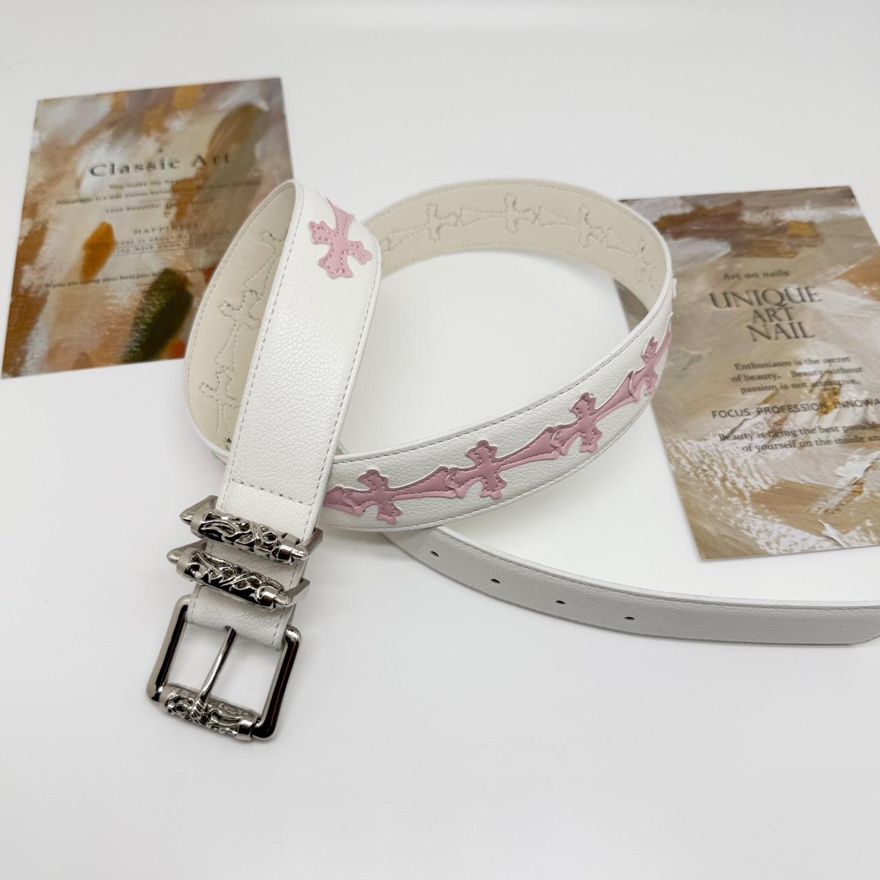 Punk Ste Cross PU Leather Belt| Lychee Pattern Colorful Design Unisex| Daily Outing Party Outfit Essential| Vine Roller Buckle Unique Trendy Punk Ste Cross PU Leather Belt| Lychee Pattern Colorful Design Unisex| Daily Outing Party Outfit Essential| Vine Roller Buckle Unique Trendy