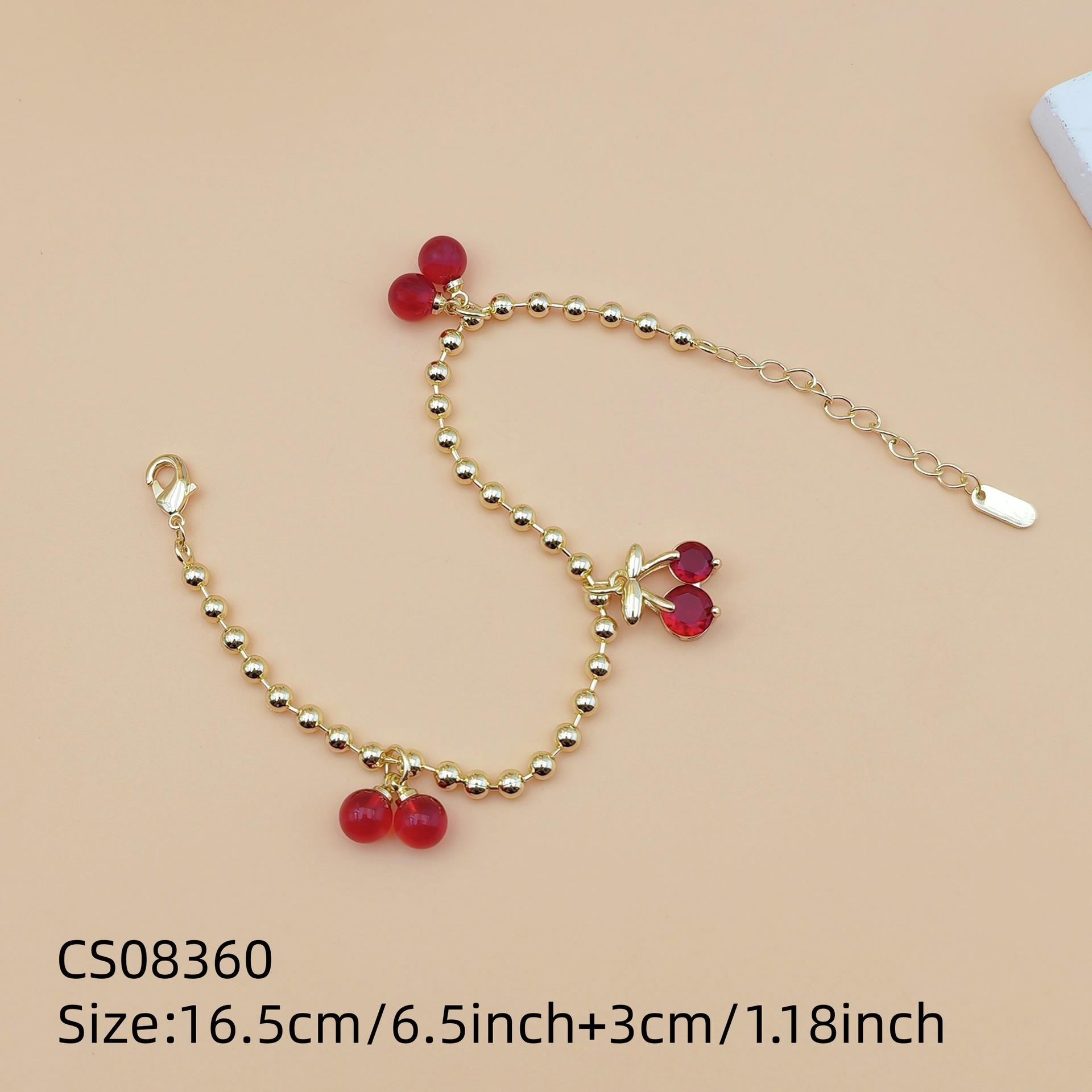 Trendy INS Style Cherry Charm Anklet & Bracelet for Women, Summer Beach Inspired Red Beaded Design, Cute Boho Aesthetic Jewelry, Lightweight & Versatile for Beach, Vacation & Daily Outfits