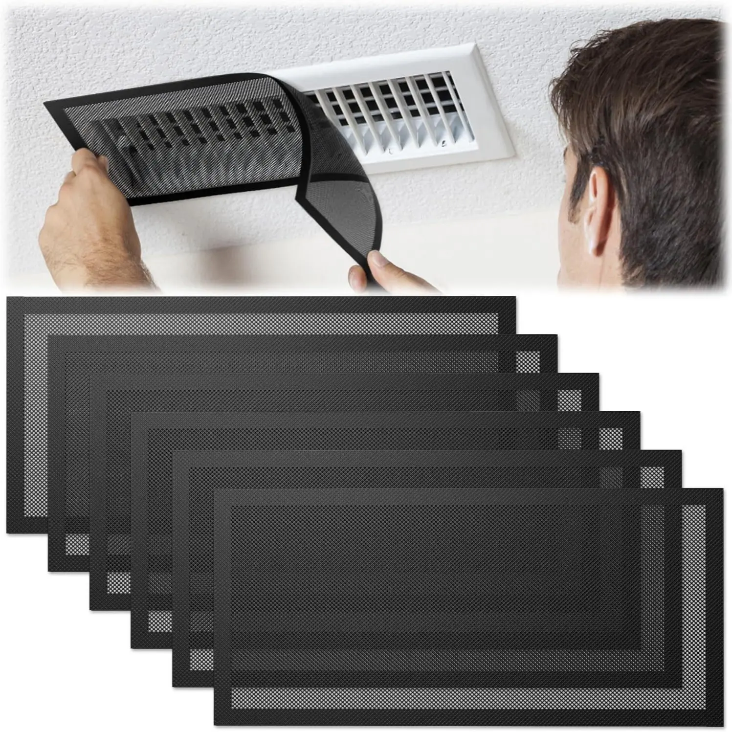 6‑Pack Industrial‑Grade Magnetic Vent Covers, Fits 5.5 x 12 Inch Air Registers, Weatherproof Register Covers, Easy to Install & Remove for Cleaning, Practical Household Accessory for Home Airflow Control and Dust Protection