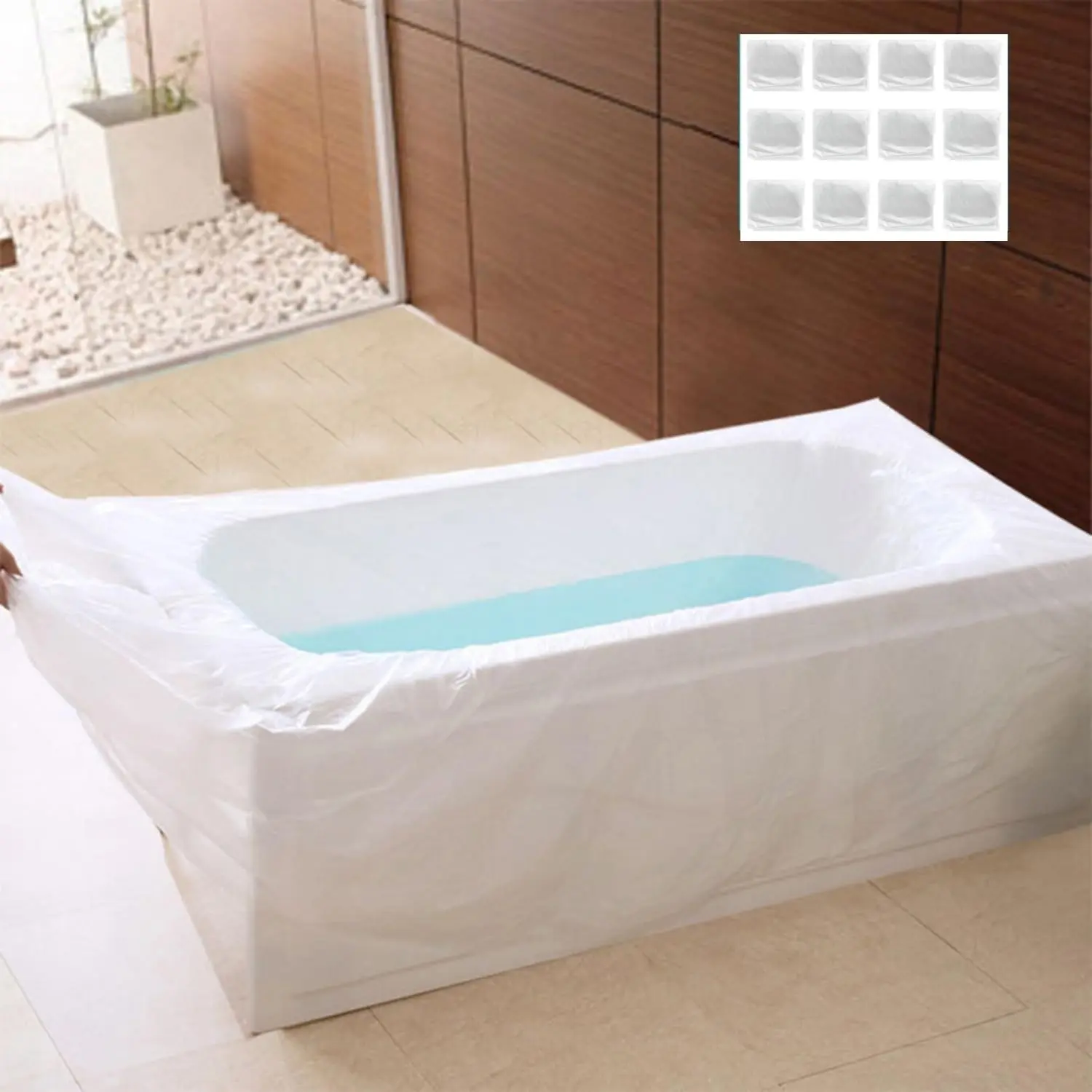 12PCS Disposable Bathtub Cover Liner, Large Bathtub Lining Plastic Bag Cover for Salon, Household and Hotel Bath Tubs (102" x47")