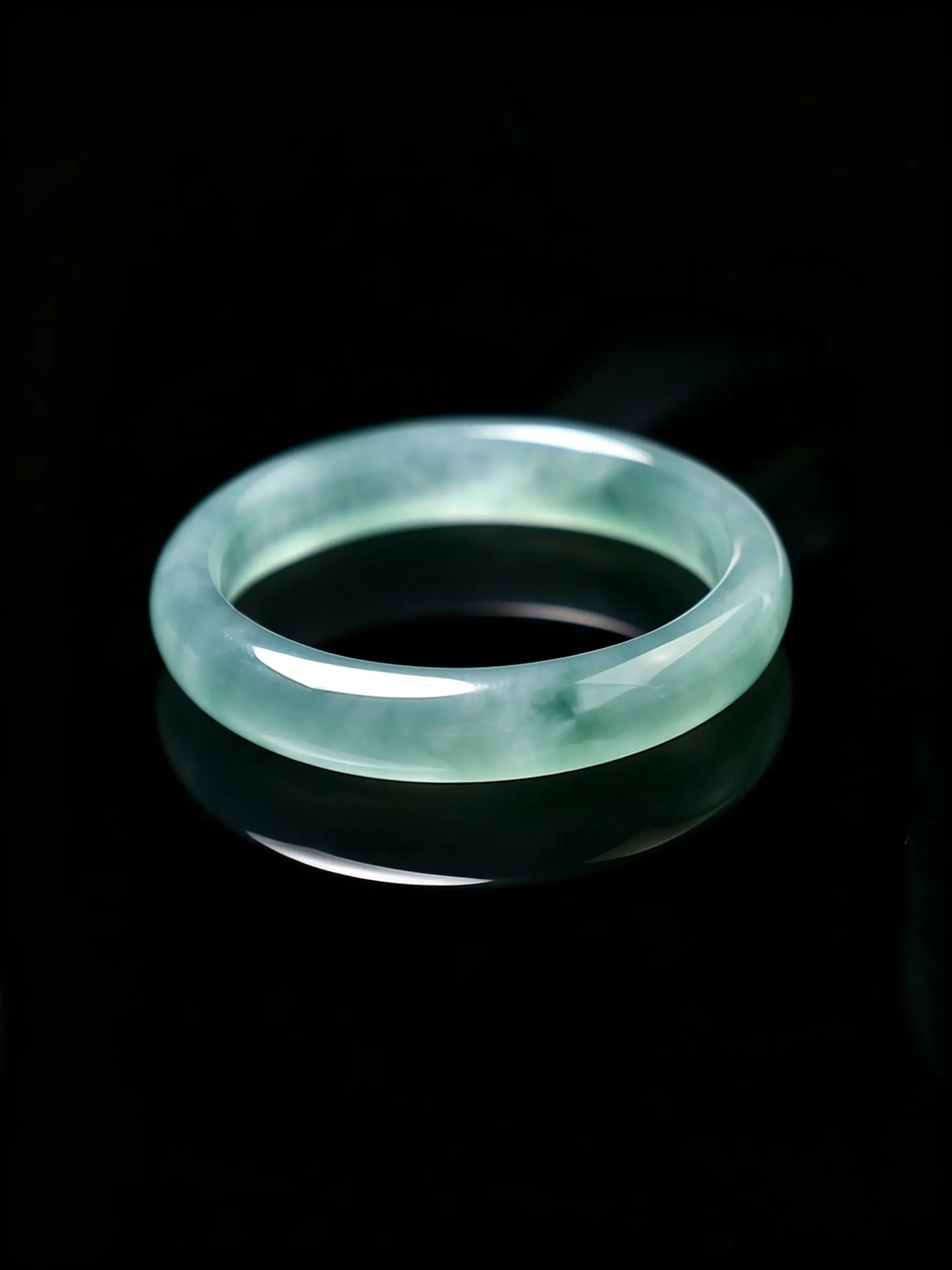 3mm Thin Stackable Blue Green Natural Jade Ring for Women, Hypoallergenic Delicate Everyday Wear Jewelry, Lucky Gift for Her, US Size 4-12, Chinese Jade