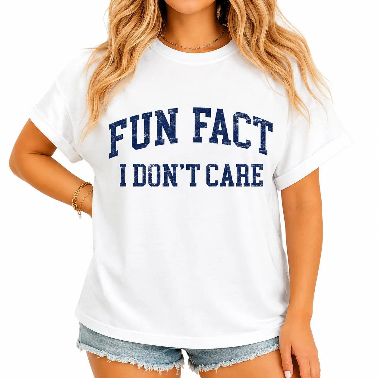 Women's Unisex Fit Crewneck Sweatshirt - Bold Sarcastic "Fun Fact I Don’t Care" College Font Graphic Print, Minimalist Funny Attitude Design, Streetwear Look, Breathable Cotton, All Seasons, Cold Wash, Introvert Gift