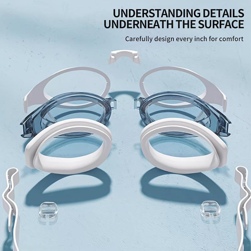 1 Pair of Professional HD Anti-Fog Waterproof Swimming Goggles for Men & Women - Comfortable, Replaceable Nose Bridge, White Frame with Clear Vision - Ideal for Swimming