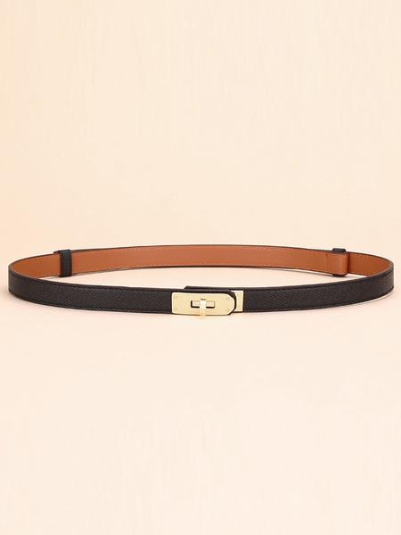Adjustable Thin Belts For Womens Skinny Belts For Dresses Womens Solid Color Alloy Turn Lock Belts For Jeans