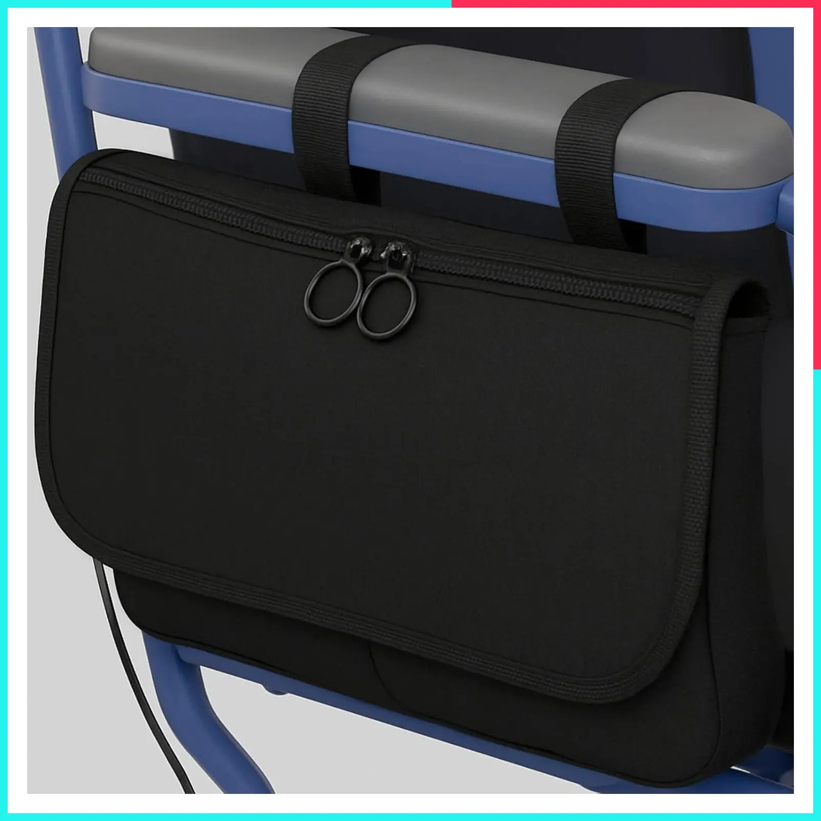 Wheelchair Carry Bag - Arm Rest Pouch for Rollators, Walkers, Power Wheelchairs & Knee Scooters - Side Storage Organizer for Elderly, Seniors, Adults (Black)