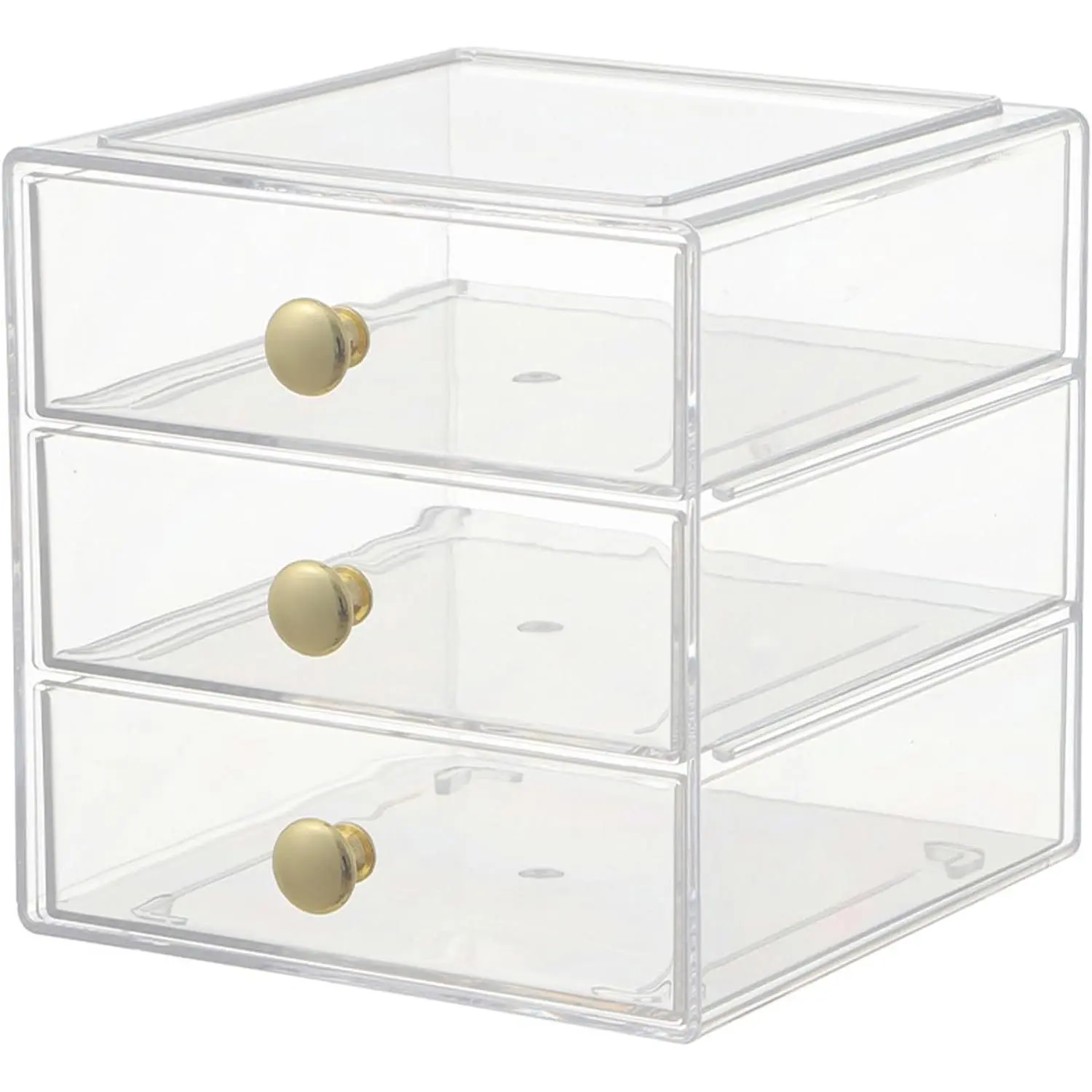 Makeup Drawer Organizer Box with 3 Drawers,   Display Case  Organizer  Storage Box Stackable Storage for ,  Care, Bathroom, Countertop,  Handle