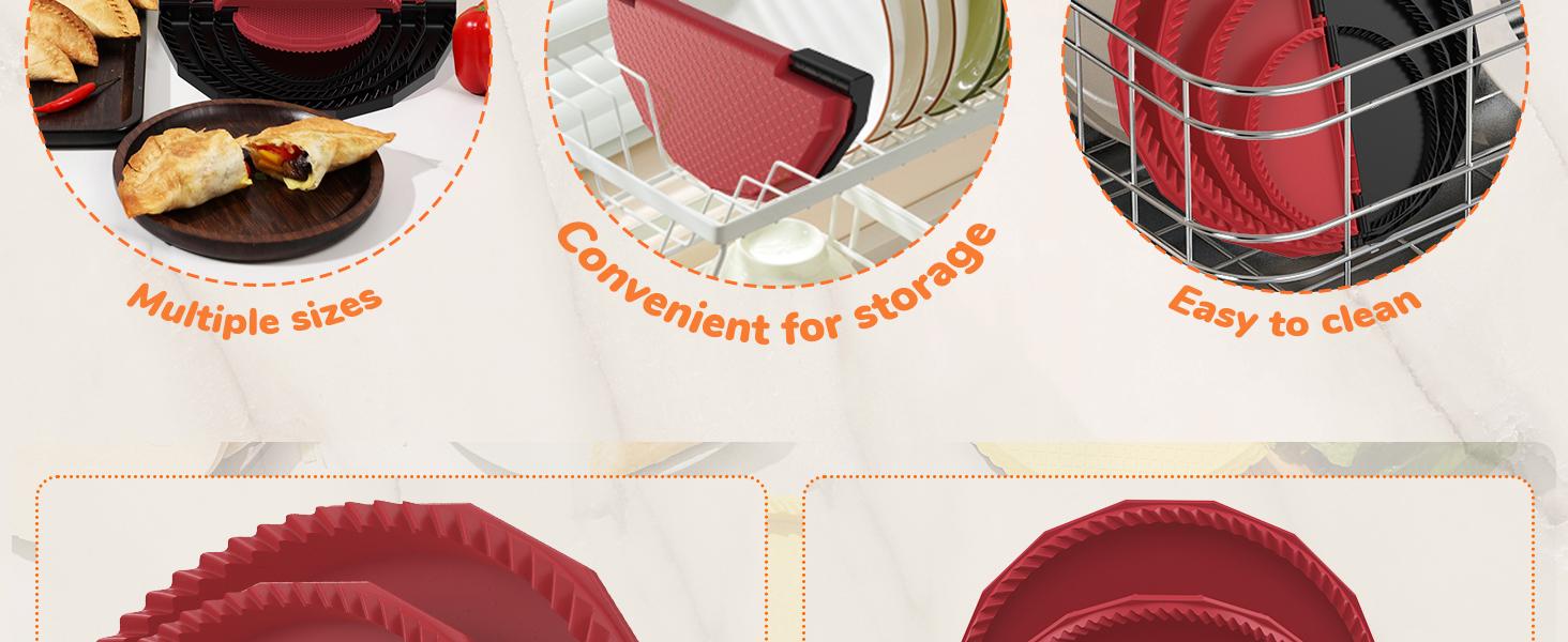 4 Pack Tortilla Sealers, 4-In-1 10"+8"+6"+4" Flour Tortilla Crimper, Quesadilla Maker, Tortilla Press - Make Tacos, Crumpet, Calzones, Burritos - Environmentally Friendly Biodegradable Material