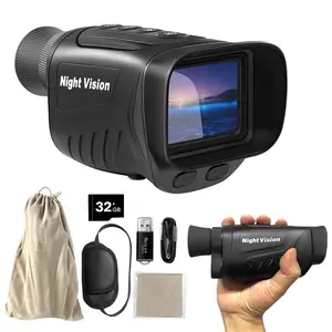 2.5K HD Night Vision Monocular, 8X Digital Zoom, Built-In Infrared CMOS Sensor, 2 Inch Display, Comes with 32GB Memory Card & Rechargeable Battery, Supports Photo & Video Recording for Wildlife Tracking, Camping & Home Security, Black