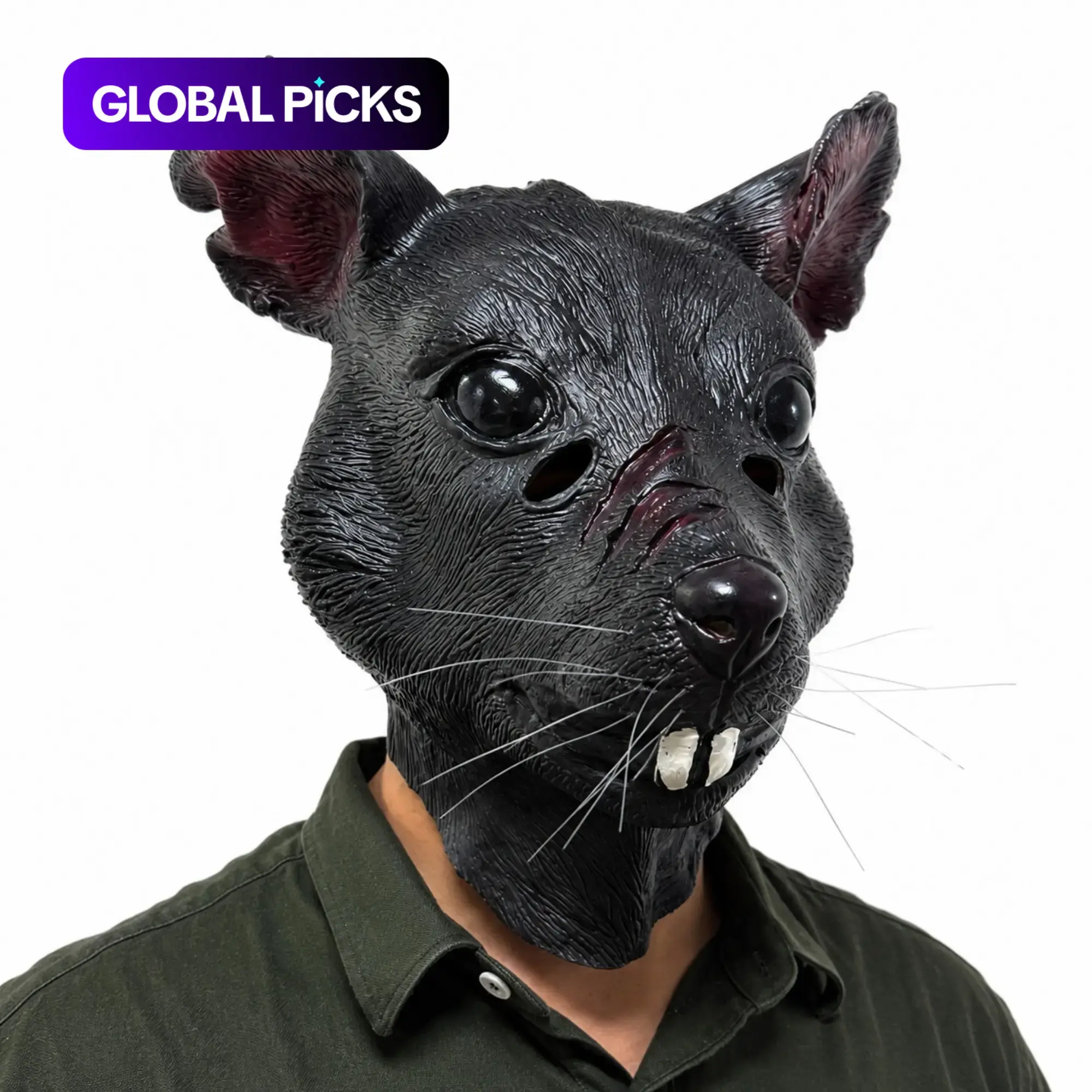 Realistic Rat Latex Mask with Whiskers, Creepy Mouse Head Cover, Animal Head Mask, Funny Sewer Rat Prank Prop, Party Props for Halloween & Cosplay Costume, Party Face Masks, Mask Design