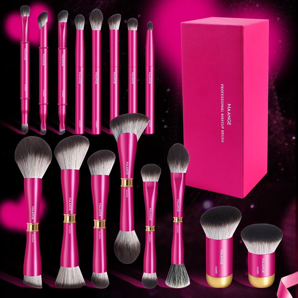 Maange Makeup Brush Set with Storage Box, 16pcs/set Professional Cosmetic Brushes with Soft Bristles, Makeup Tool for Women & Girls, Makeup Sets for Beginners,  Makeup Brushes Set, Brush Makeup Kit