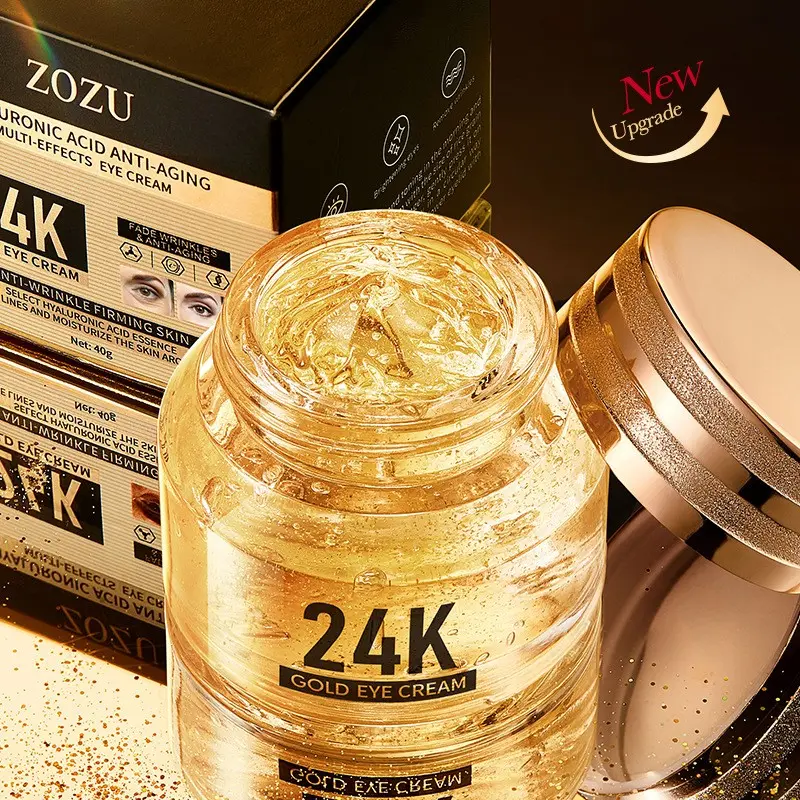 Zozu24k Gold Hyaluronic Acid Anti-Wrinkle Eye Cream, Multi-Effect Moisturizing Eye Care, Nourishing and Protecting Around Eyes