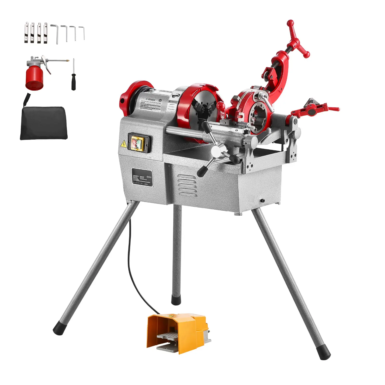 Electric Pipe Threader Machine, 750W 28RPM Threading Cutting Machine, 1/2 to 2 inch Pipes Threading Cutter Tool with Foot Pedal for Plumbing, Automotive Repairs, Metalworking