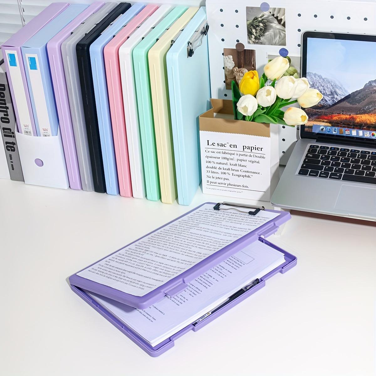 A4 File Storage Box with Clip Cover, 1/2 Count Large Capacity File Organizer, Multifunctional Storage Box for Home Office School