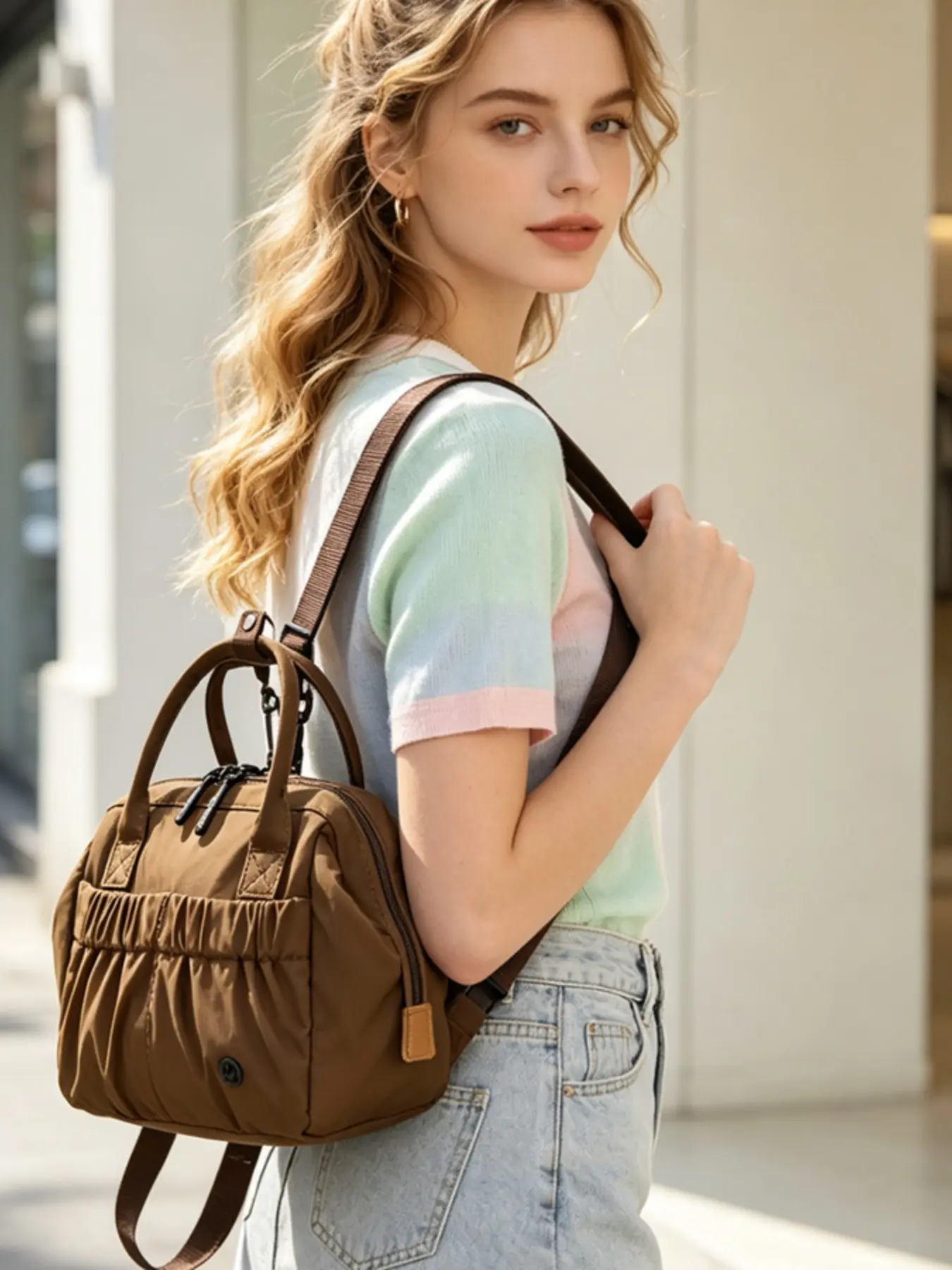 Korean Style Soft Backpack, Multi-Functional Fashion Shoulder Bag, Large Capacity Nylon Backpack, Travel Lightweight Bag, Multiple Pockets, Multifunctional Backpack