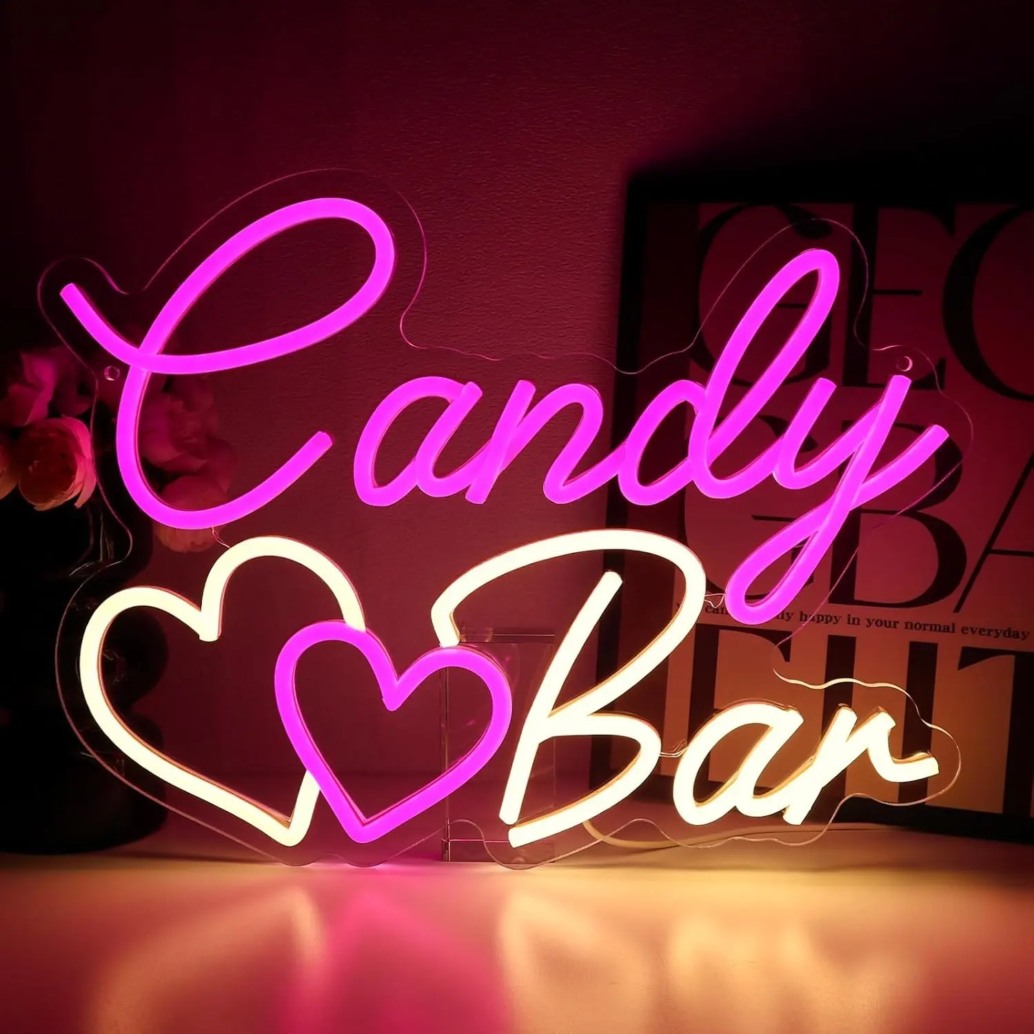 Candy Bar Neon Light for Wall Decoration, LED Business Sign, USB Dimmable Sweet Bar Neon Light, Candy Shop, Snack Store, Home, Wedding Party