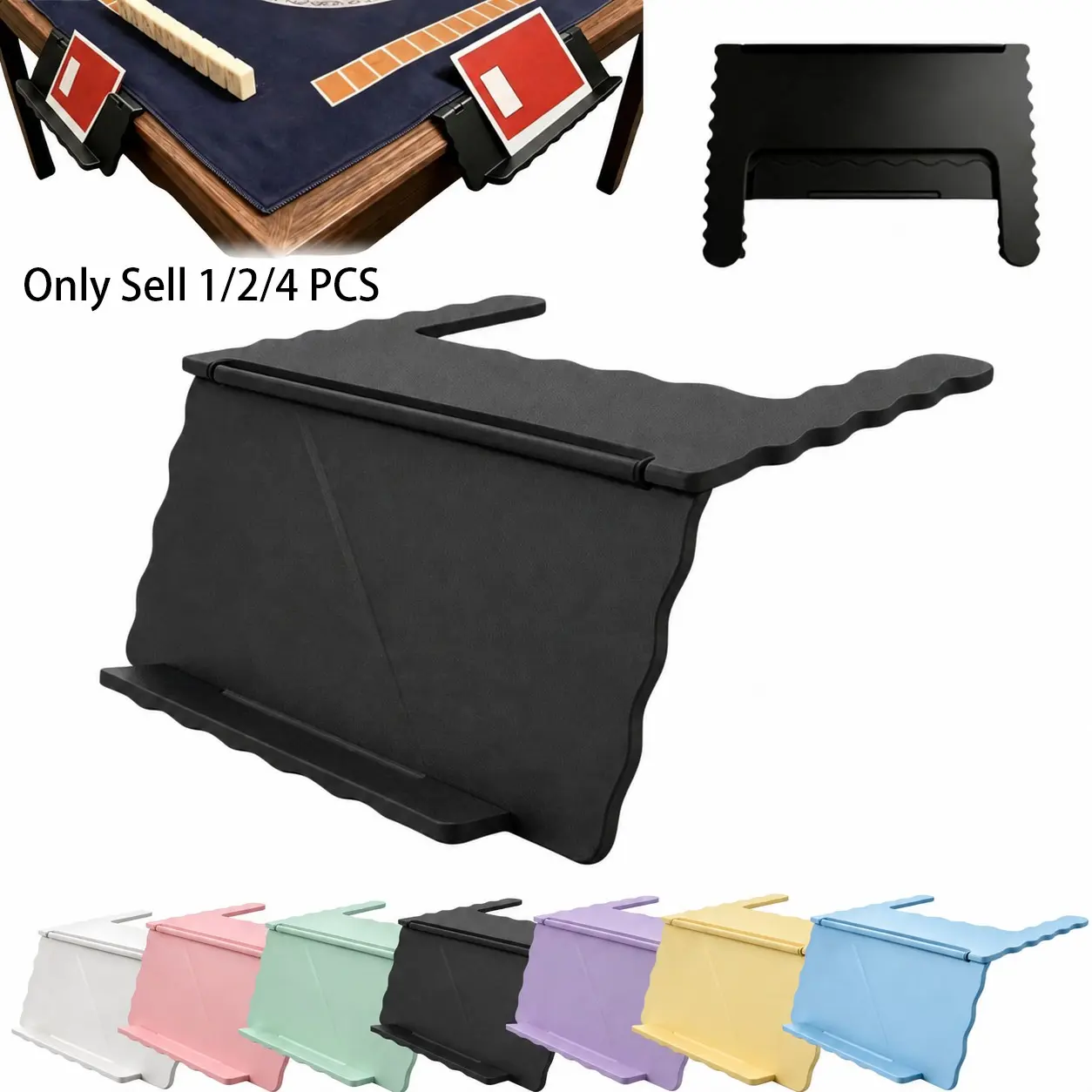1/2/4 PCS Mahjong Card Holder for Table, Slide Under Mats Slide-In Stand, Angled Viewing Rack, Foldable Lightweight Collapsible Portable Optimal Stability Design, Space-Saving Mahjong Table Accessory for American Mahjong Games