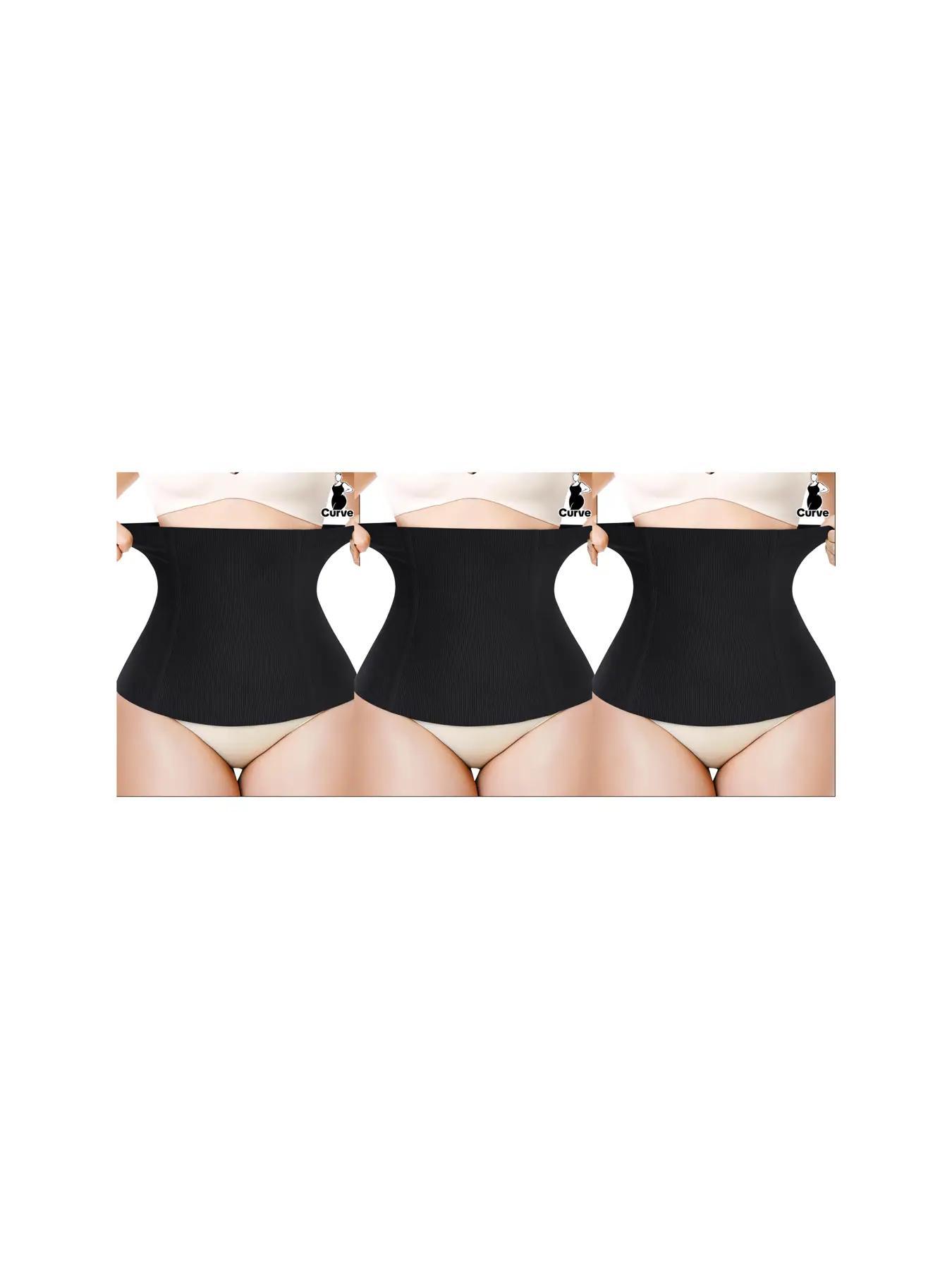 Plus Size Solid Steel Boned Waist Trainer, Breathable Seamless Waist Cincher, Women's Shapewear Belt for Tummy Control