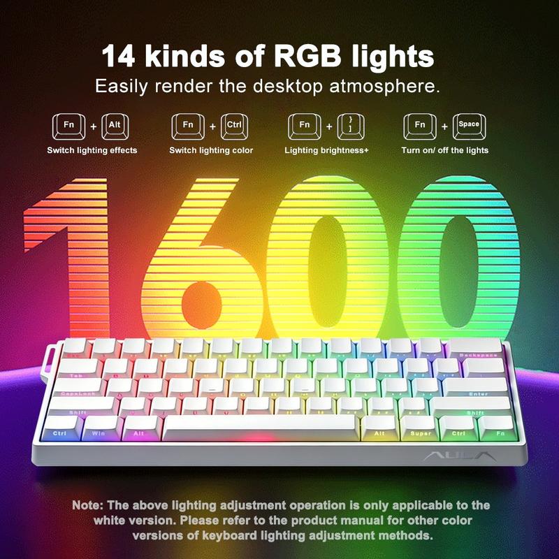 AULA Win60 HE wired game keyboard, 60% arrangement, 61-key portable mini layout, cool RGB lighting effect, sensitive magnetic axis, high-performance chip, compatible with Windows/AMC system, suitable for e-sports office, Gaming Keyboard, Backlit Keyboard
