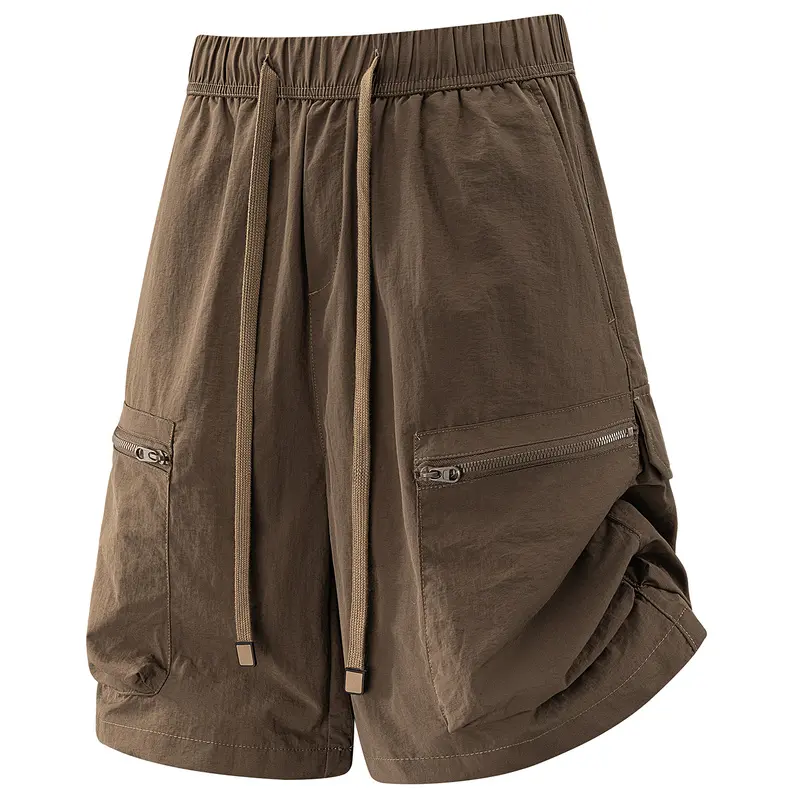 Men's Loose Knee-Length Cargo Shorts - Elastic Drawstring Waistband, Large Side Pockets, Lightweight Quick-Dry Nylon Weave Fabric, Machine Washable Outdoor Casual Summer Streetwear #SummerWins, Knee Length Shorts