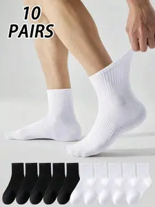 10 Pairs High-Quality Men's Crew Socks, Unisex Couple Socks, Breathable Summer Socks, Soft Comfortable, Daily Wear, Sports