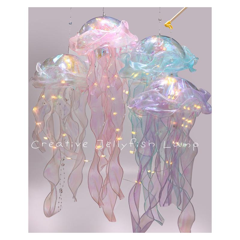 DIY Jellyfish Lantern Under The Sea Colorful Jellyfish Lamp Girl Bedroom Atmosphere Decoration Lamp Mermaid Theme Party Decor Christmas Gift Shop