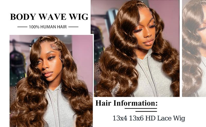 Bling Hair Chocolate Brown Wigs Body Wave 13x4 13x6 HD Transparent Lace Front Human Hair Wig For Women 4x4 Lace Closure Brazilian Remy Human Wig Pre plucked Natural Hairline 30 Inch 180% Density TikTokShopHolidayHaul