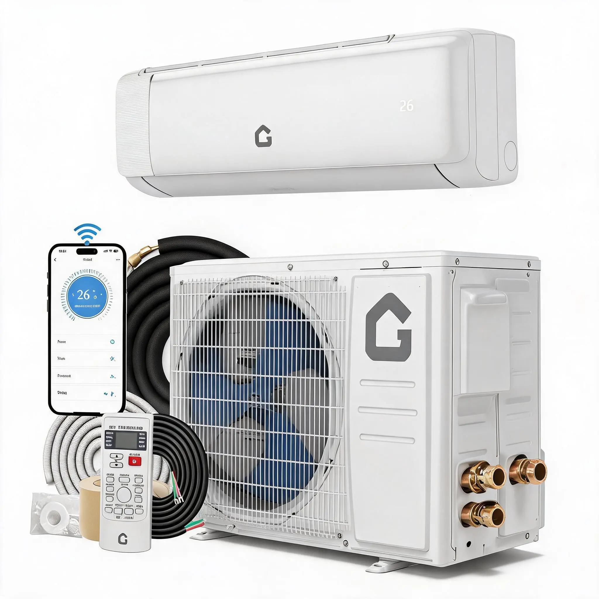 High-Performance Mini Split Air Conditioner & Heater – 12,000 BTU, 115V/230V, 22 SEER Inverter, Ductless Central AC – Ultra-Quiet, WiFi & Alexa Compatible, Installation Kit & Remote, Cools & Heats up to 750 Sq.Ft