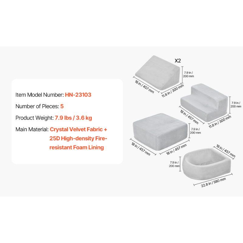 VEVOR Climbing Toys, 5-Piece Set, Foam Climbing Blocks for Toddlers 6 Months to 3 Years, Baby Climbing Blocks with Ball Pit (Balls Not Included), Indoor Climb and Crawl Activity Playset for Crawling