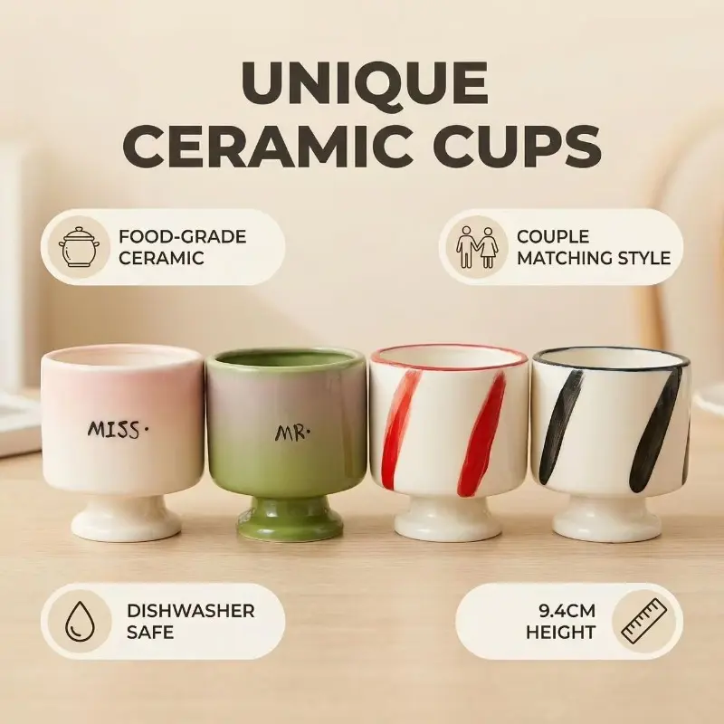 High value ceramic coffee cup couple hand-painted mug household ins wind creative water cup cup Drinkware