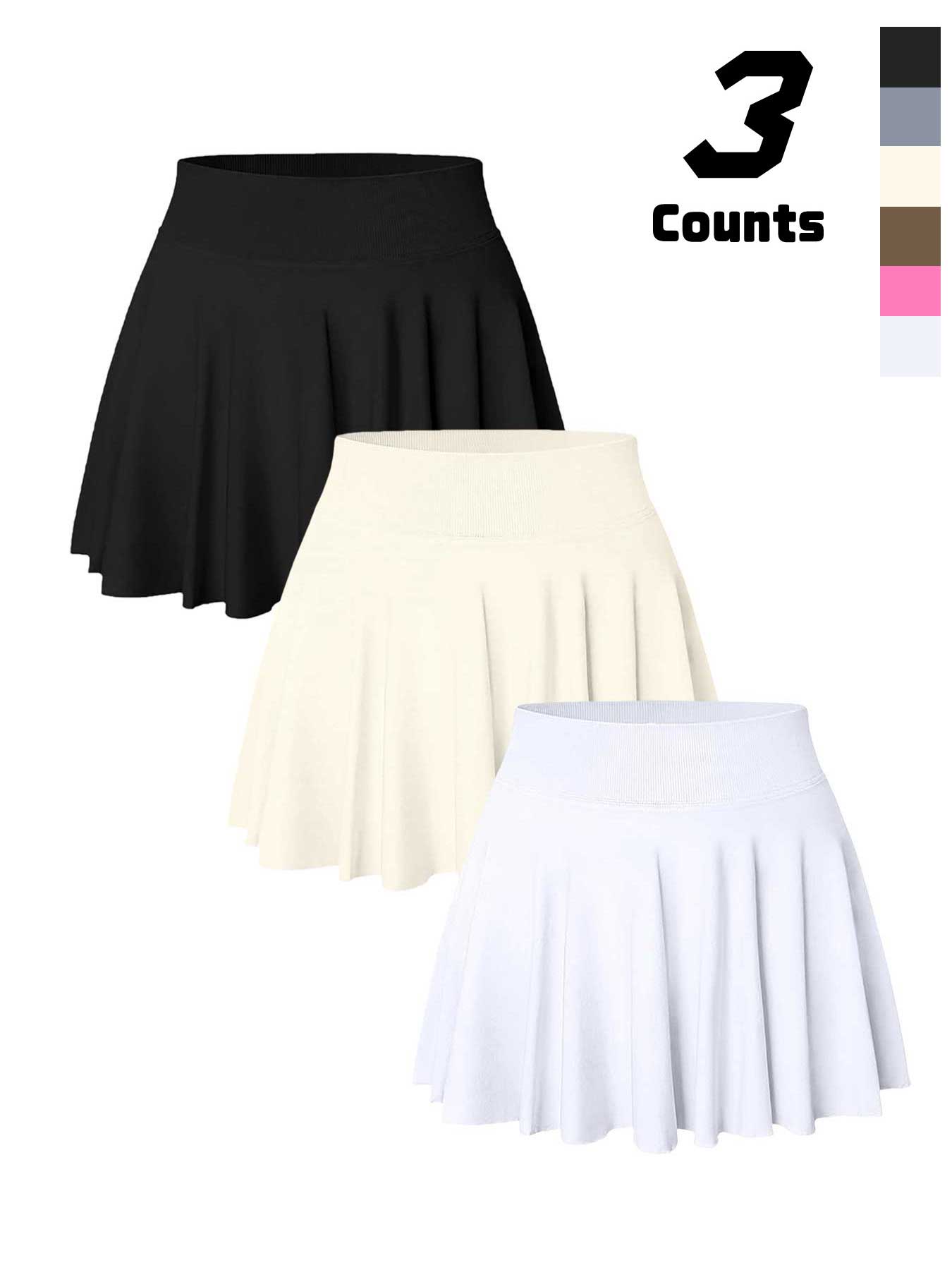 Women's Solid Color Pleated Skort, Sporty Casual Pocket Skort for Tennis Yoga Gym, Ladies Sportswear for Spring & Fall, Womenswear, Tennis Skorts, Athletic Skort