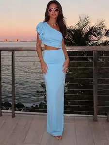 aodebiao Summer Leisure Resort CollectionSpring New Elegant Formal Party Dress Set, Bridesmaid, Sleeveless Crop Top and Skirt Two-Piece Knitted Jersey, Slim Fit Casual Wear Clothes for Women Womenswear