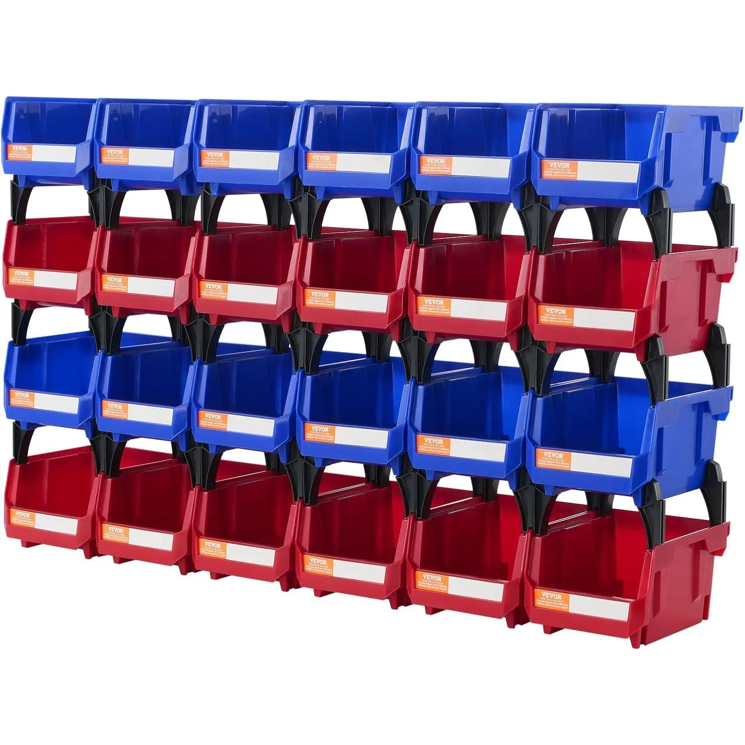24-Pack 5x4x3-Inch Heavy-Duty Plastic Storage Boxes, Hanging Stackable Organizer Bins for Closet, Laundry, Playrooms Small Parts Organization