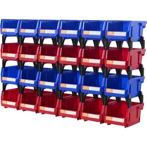 24-Pack Plastic Storage Boxes (5x4x3-Inch), Hanging Stackable Organizer Bins, Heavy-Duty Containers for Closet, Garage Small Parts Organization