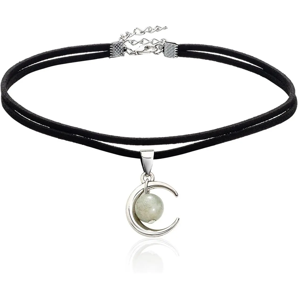 Crescent Moon Choker  Gothic  | Double Layered Wrap  Black Choker  Halloween Choker Necklace for Women Adjustable