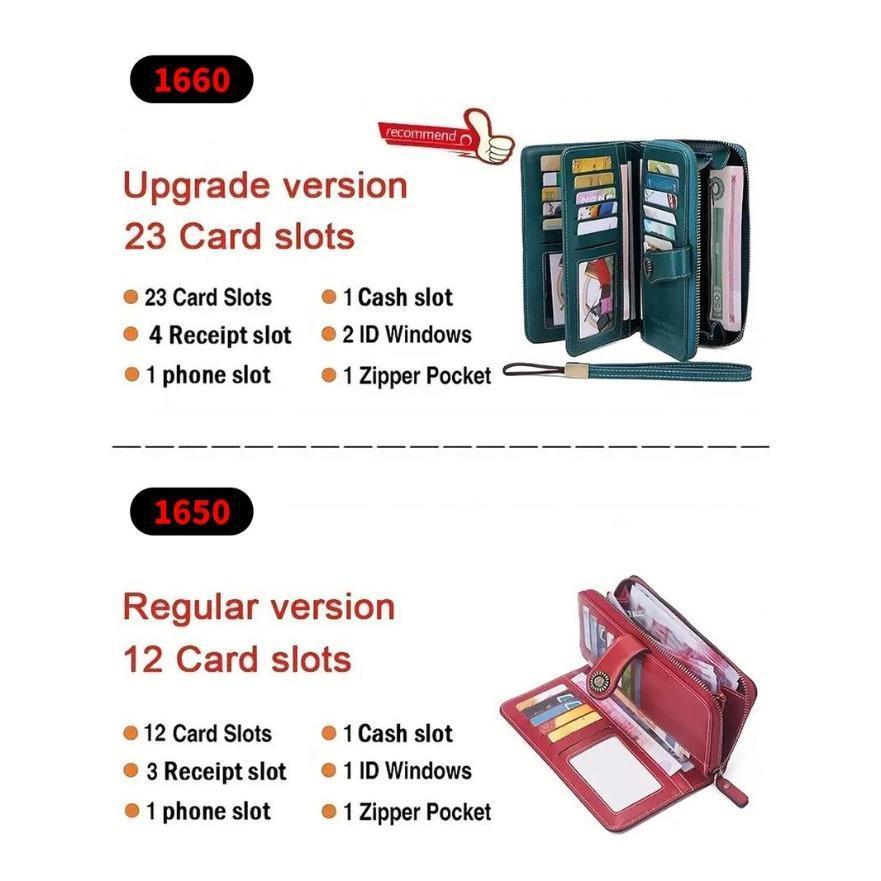 Women's Elegant Solid Color Long Wallet with Wrist Strap, RFID Blocking Zipper Closure, Large Capacity Multi-Functional Daily Purse