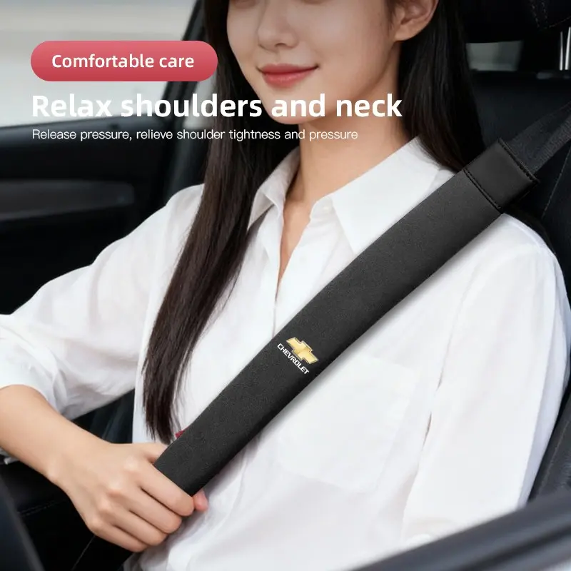 2Pcs Car Seat Belt Cover Shoulder Protector Auto Accessories Auto Interior Accessories For Chevrolet Corvette Montana TrailBlazer Silverado Traverse Camaro Suburban Equinox Bolt Cruze Malibu Colorado Trax SS Spark Captiva Onix Spin Impala Cobalt