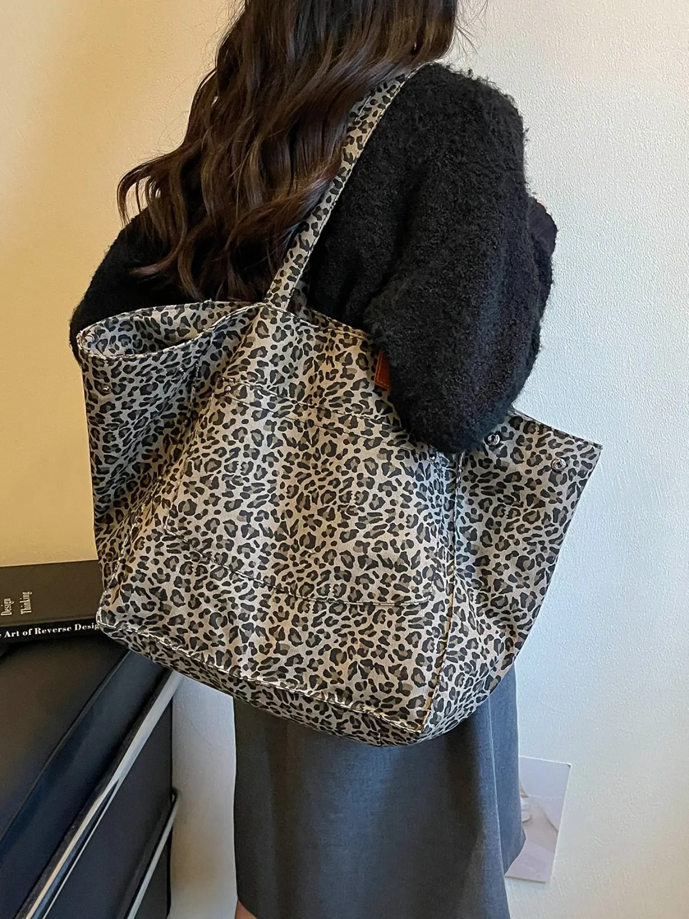 Leopard Print Large Capacity Tote Bag, Casual Retro Shoulder Bag, Super Practical, Ideal for Women Shopping, Travel, Daily Use