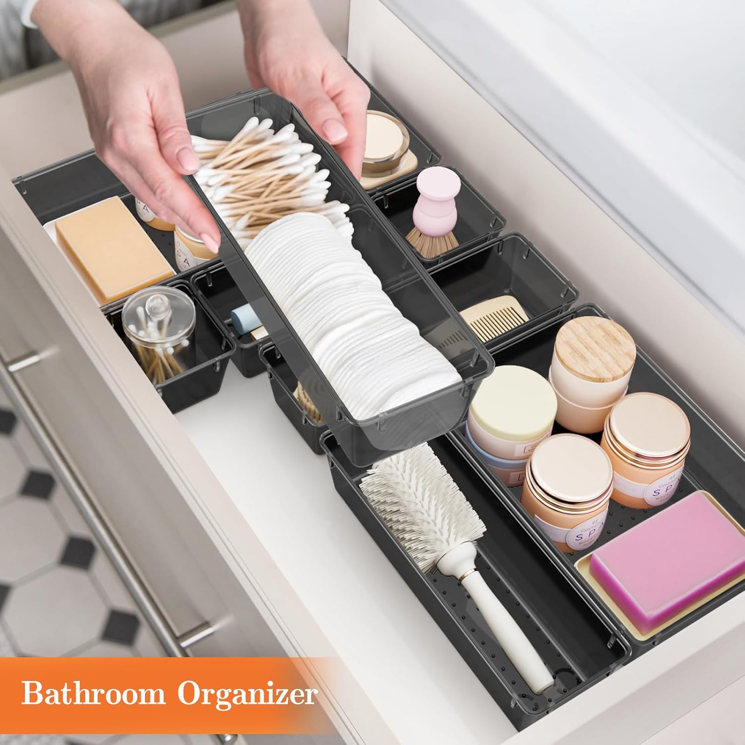 ZY 25 PCS Plastic Drawer Organizer Set, 4-Size Versatile Organizer Trays & storage Bins for Makeup, Jewelry, and Gadgets in Bathroom, Bedroom and Office ZY 25 PCS Plastic Drawer Organizer Set, 4-Size Versatile Organizer Trays & storage Bins for Makeup, Jewelry, and Gadgets in Bathroom, Bedroom and Office