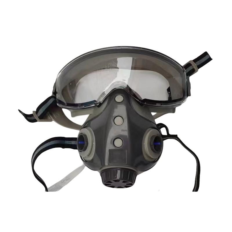 Reusable Respirator, Anti-virus Integrated Mask, Paint Spray Dust Mask with Goggles, Chemical Exposure Respirator for Home, Outdoor, Work, Safety Goggles
