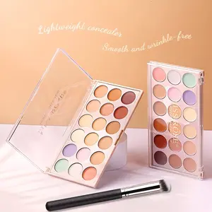 18-Color Professional Concealer Palette with Brush, Full Coverage Conceal Highlight Corrector Set, Multi-Functional Makeup Kit