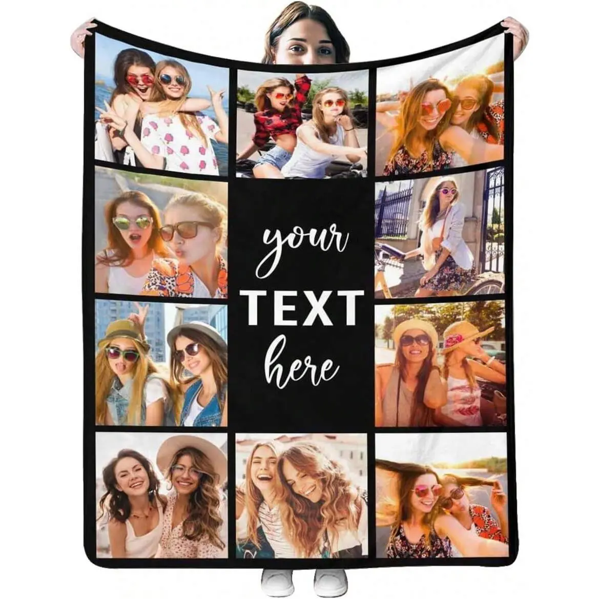 【Summer Sale Deals】Custom Blanket, Blanket Custom,  Custom Best Friends Blanket For Women, Room Deocr,  Personalized Blanket With Photos Text Customized 10 Picture Collages Throw Blanket For Family Adult Couple Birthday Christmas Memorial Gift