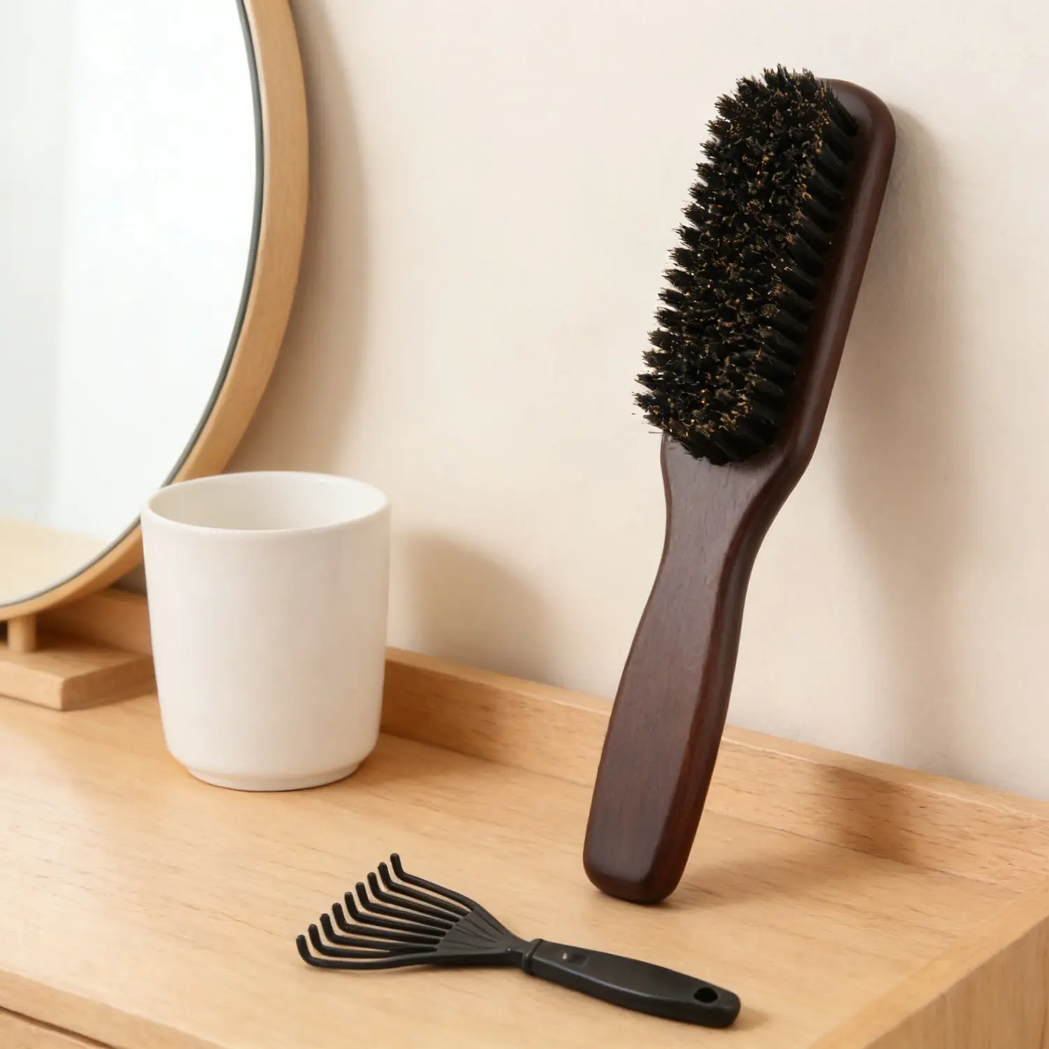 Men's Boar Bristle Beard Brush, Medium Firmness Soft Bristles, Ideal for Thick Beards, Grooming and Styling, Perfect for Daily Use